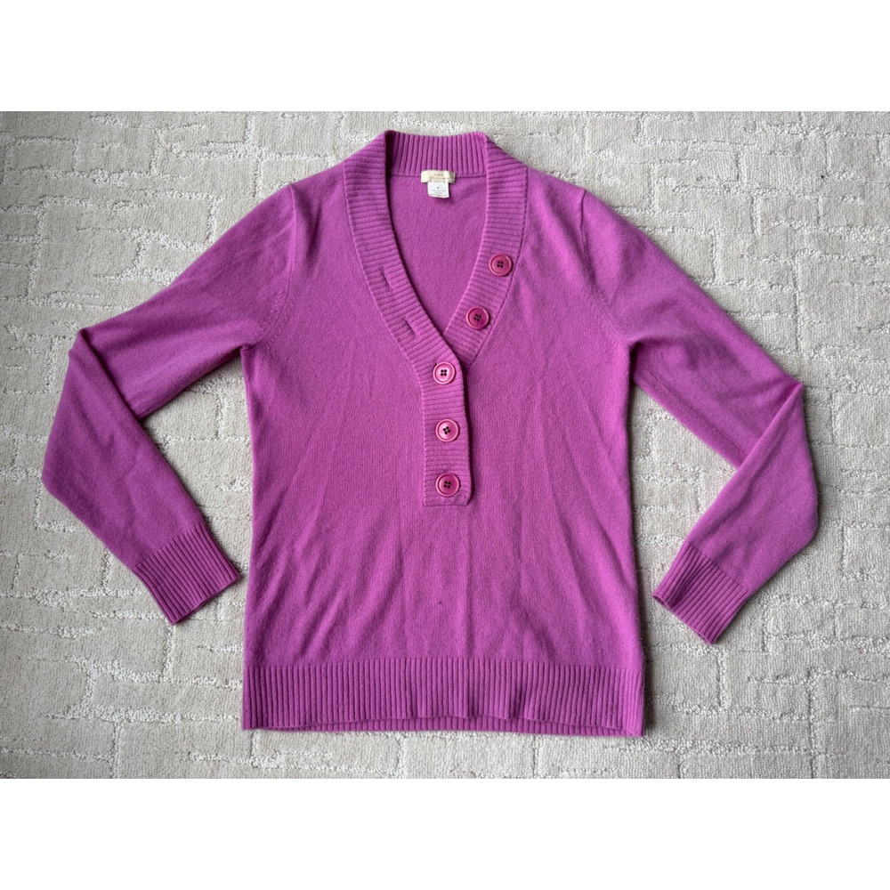 J Crew VTG 100% Cashmere Cardigan Sweater Italian Yarn Preppy